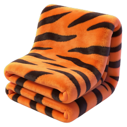 Tiger Stripe Plush Blanket Icon | Realistic 3D Render