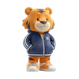 Stylischer Tiger-Charakter im Trainingsanzug 3D-Icon