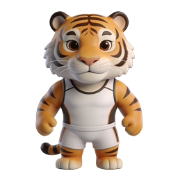 Cute Cartoon Tiger Wrestler Icon for Sports Themes