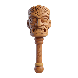 Icona di bastone tiki in legno intagliato | Design scultura tribale