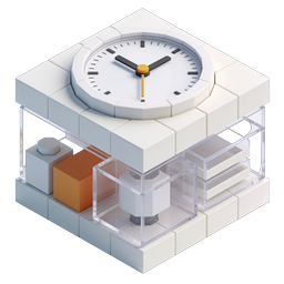 Isometric Time Management Clock Icon | 3D Building Block Design