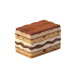 Tiramisu Cake Slice Icon | Italian Dessert 3D Illustration