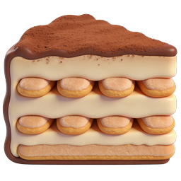 Tiramisu Dessert Icon | 3D Italian Cake Layered Design