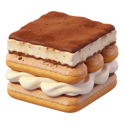 Tiramisu Dessert 3D Icon - Italian Cake Food Symbol