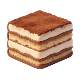 Tiramisu Dessert Icon - Italian Layered Cake 3D Illustration
