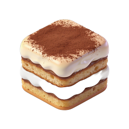 Tiramisu Dessert Icon - Realistic 3D Italian Pastry