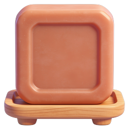 Clay-Style Toast Slice Icon on Wooden Tray