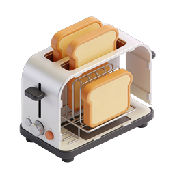 Toaster with Bread Icon - 3D Kitchen Appliance