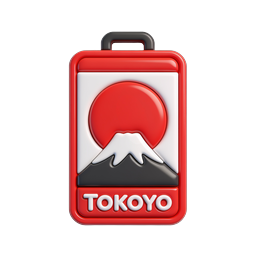Tokyo Luggage Tag Icon - Japan Travel 3D Icon