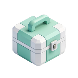 Mintgrünes 3D-Werkzeugkasten-Icon isometrisch für Aufbewahrung & Werkzeuge