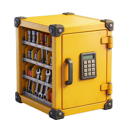 Armario de herramientas amarillo con cerradura de teclado - Icono 3D