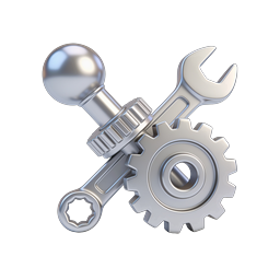 Tools Gear and Wrench Settings Icon - 3D Metallic Design