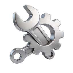 Wrench and Gear Tools Settings Icon - 3D Metal Render