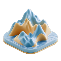 3D Clay Topographic Mountain Landscape Icon