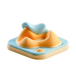 3D Clay Topography Map Mountain Icon | Terrain Visualization
