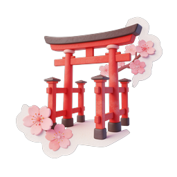 Japanese Torii Gate with Cherry Blossoms Icon