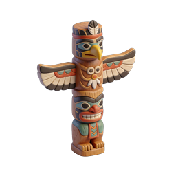 Totem Pole 3D Icon - Tribal Heritage Design