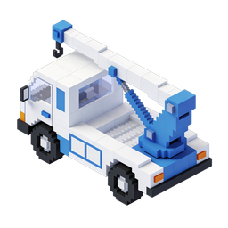 Construction Crane Truck Icon in Pixel Art Style