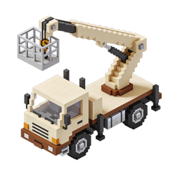 Pixelated Construction Crane Truck Icon for Transport