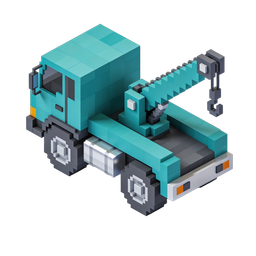 Pixelated Crane Truck Icon for Construction Projects