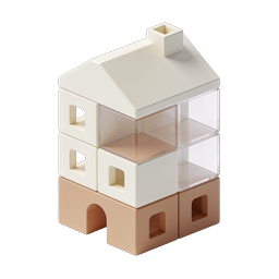 Toy Block House Icon - 3D Minimalist Design