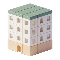 Toy Block House 3D Icon - Isometric Building Blocks