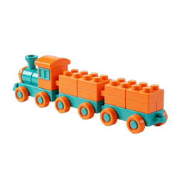 Toy Block Train 3D Icon | Colorful Building Blocks