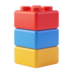 Colorful Toy Building Blocks Icon | Stacked Kids Toy