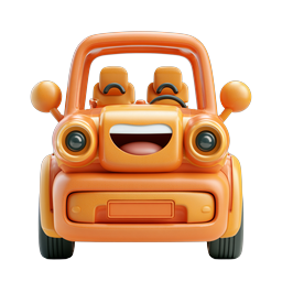 Cute Toy Car Icon - 3D Clay Style Vehicle