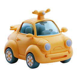 Cute 3D Toy Car Icon - Cartoon Style Vehicle Design