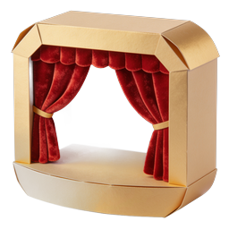 Mini Cardboard Toy Theater with Red Velvet Curtains
