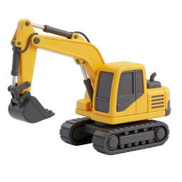 Toy Excavator 3D Icon - Construction Vehicle