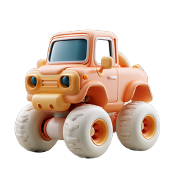 Cute Toy Monster Truck 3D Clay Icon for Kids Apps