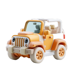Toy Off-Road Jeep 3D Icon - Clay Style Vehicle