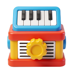 Icona 3D di pianoforte giocattolo colorato per app musicali per bambini