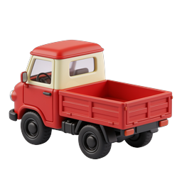 Red Toy Pickup Truck 3D Icon - Cute Cartoon Vehicle