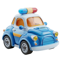 Cute Toy Police Car Icon - 3D Cartoon Emergency Vehicle