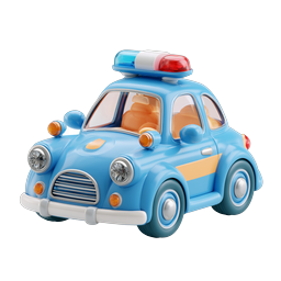Toy Police Car 3D Icon - Cute Cartoon Emergency Vehicle