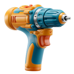 Spielzeug-Bohrmaschine Icon - Werkzeug im 3D-Cartoon-Stil