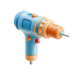 Toy Power Drill Icon - Cute 3D Clay Style Tool Illustration