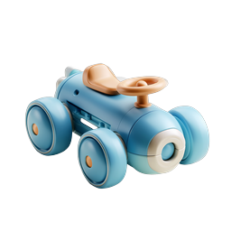 Charming 3D Toy Race Car Icon - Pastel Blue Design