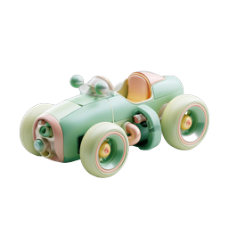 Pastel Toy Race Car 3D Icon - Vintage Mini Racer