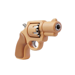 Icono 3D de revólver de juguete - recurso de juego estilo clay