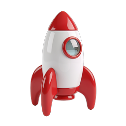 Toy Rocket 3D Icon - Space Launch Symbol