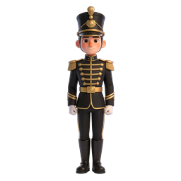 3D Toy Soldier Character with Gold Military Uniform