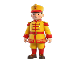 3D Toy Soldier Character Icon - Festive Nutcracker Design
