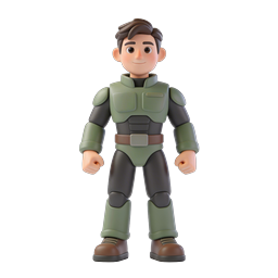 3D Toy Soldier Character Icon with Tactical Green Armor