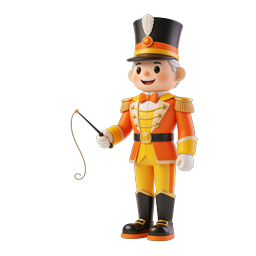 Icono 3D de personaje alegre soldado de juguete con sombrero de copa
