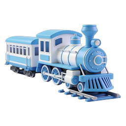 Toy Train Icon - 3D Blue Steam Locomotive Illustration