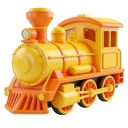 Toy Train Locomotive 3D Icon - Yellow & Orange